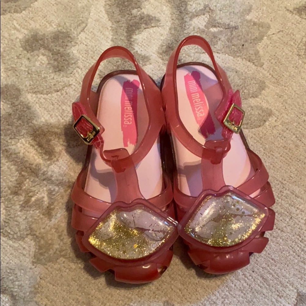 Mini Melissa Pink And Gold Lip Sandal